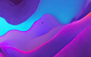 Sticker - abstract blue and purple liquid wavy shapes futuristic banner. glowing retro waves vector. generativ