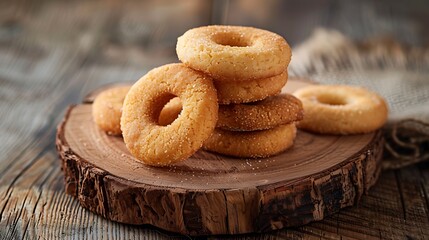 Wall Mural - Cookies in the shape of a ring on a wooden background