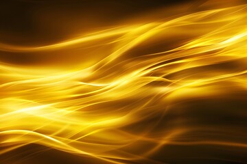 Wall Mural - Abstract golden light waves create a dynamic, flowing pattern against a dark background.