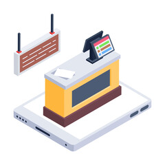 Wall Mural - Here is an isometric icon of airport reception 

