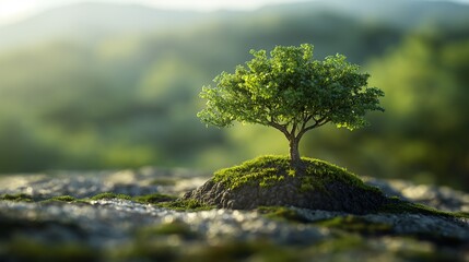 A tree growing on a rocky outcrop.