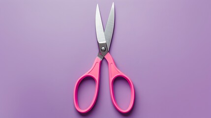 Sticker - Pink scissors isolated on purple background