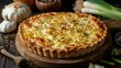 © lastfurianec - French cuisine. An open pie with cheese and leeks.