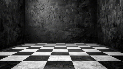 Sleek black and white checker floor design for a trendy, urban grunge room.