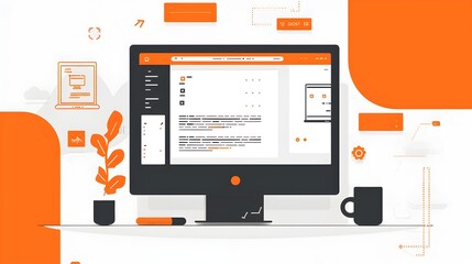 Sleek and Minimalist Web Development Agency Hero Image with Orange Accents