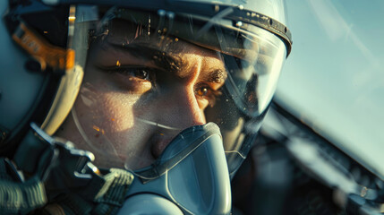 Poster - Close-Up of Fighter Jet Pilot in Control Cockpit