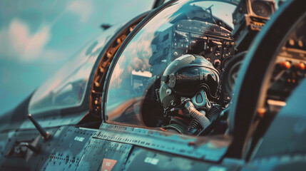 Sticker - Close-Up of Fighter Jet Pilot in Control Cockpit