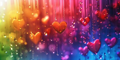Wall Mural - Hearts on String