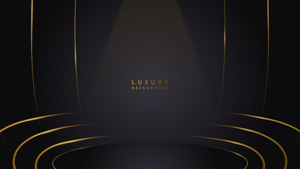 Luxury modern gold line podium award in black background. Luxury, premium, podium award vector design style