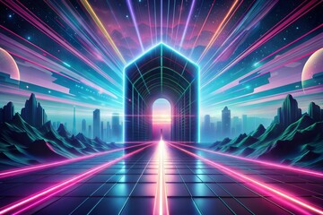 Wall Mural - futuristic background,neon light, abstract
