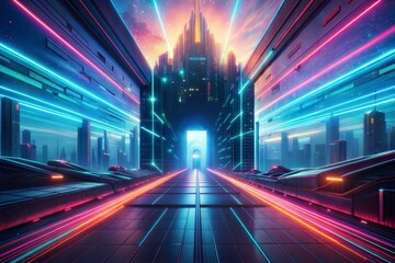 Canvas Print - futuristic sci fi city background,