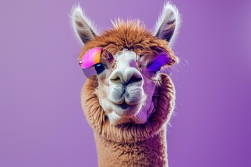 Poster - A llama wearing sunglasses. AI.