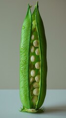 Wall Mural - Close-up of a green pea pod with peas. AI.