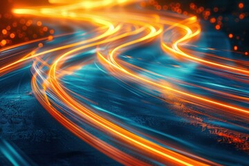 Wall Mural - Abstract glowing light trails. AI.