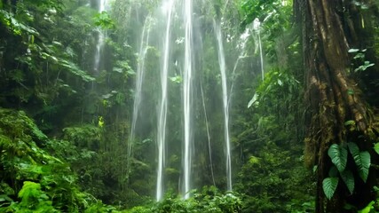 Sticker -  Waterfall in rainforest.generative ai