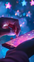 Wall Mural - finger click fiver star rating on phone