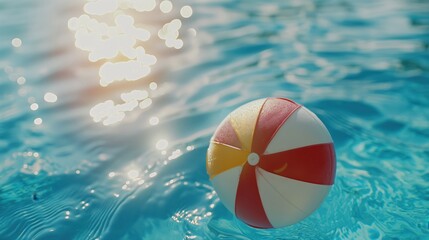 Canvas Print - a colorful beach ball floating in a pool