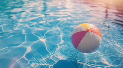 Wall Mural - a colorful beach ball floating in a pool