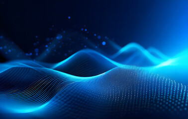 Sticker - beautiful abstract wave technology background with blue light digital effect corporate conce. genera