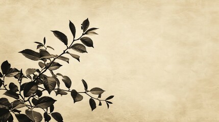 tree branch with leaves vintage film grain texture