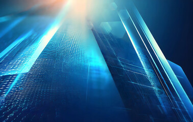 Sticker - blue geometric shape abstract technology background. generative ai.