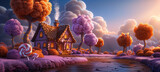 Candy Land Fantasy Landscape with Giant Lollipops
