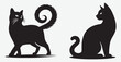 © Silhouettes Store - Cat silhouette isolated vector head tail full elegant new best cute sit design illustration animal pet collection full body head black and white download