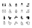 © hafid - collection of restroom icons, black solid and editable stroke line