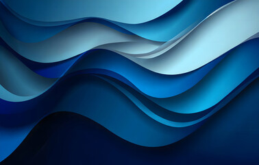 Poster - Dark blue paper waves abstract banner design. Elegant wavy vector background. Generative AI.