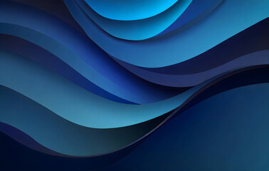 Sticker - dark blue paper waves abstract banner design. elegant wavy vector background. generative ai.