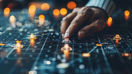 Wall Mural - Hand Interacting with Digital Data