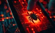 © Pumapala - Cybersecurity Threat: Finger Pressing a Digital Spider on Smartphone Screen