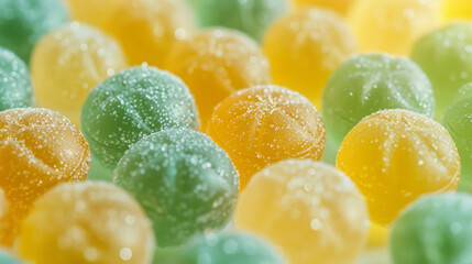 lemon yellow and green sugar coated dome shaped candy wallpaper