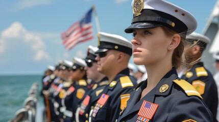 People participating in National Coast Guard Day on August 4th, honoring the brave service of coast guard members with parades and ceremonies