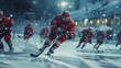 © AI PIC - Vibrant 3D illustration of hockey game with dynamic action.