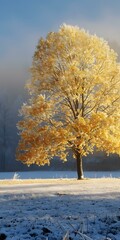 Canvas Print - Winter Landscape With a Single Tree