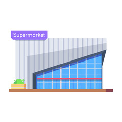 Poster - Easy to edit isometric icon of supermarket building 

