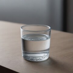 Wall Mural - glass of water on wooden table