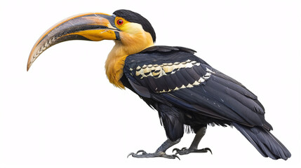 Great hornbill isolated on white background. Scientific name: Pied hornbill also known as the great hornbill.