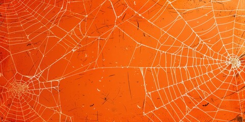 Spider Web on an Orange Surface