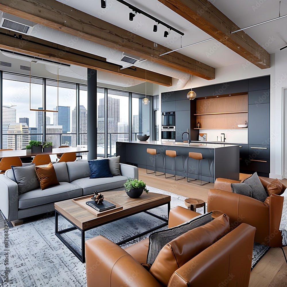 A high-rise penthouse in downtown Kan eigen had a modern and industrial ...