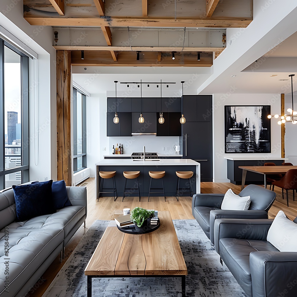 A high-rise penthouse in downtown Kan eigen had a modern and industrial ...