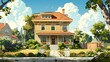 © Adobe Contributor - A yellow house with a red roof and a white fence in front of it