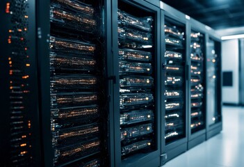 a servers data row center server computer technology hardware network information storage computing infrastructure