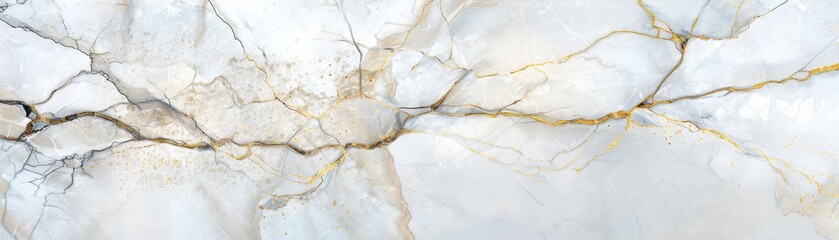 Wall Mural - A white and gold marble wall with a crack in it