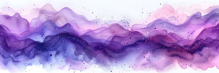 Wall Mural - Purple and lavender watercolor splatter pattern on transparent background.