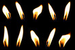 © DawStar - set yellow candle isolated black background, candlelight glow in the dark. concept of decorative Christmas or birthday. candles flame gold