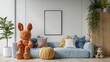 © gulka - A beautifully designed room featuring large stuffed toys on a spacious couch, surrounded by plants and cozy decor elements, reflecting a perfect blend of modernity and playfulness.