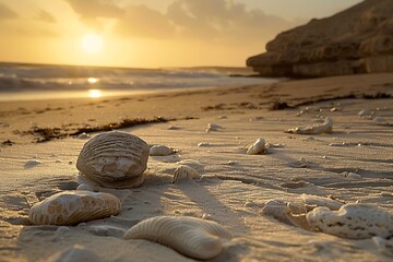 Wall Mural - A visual narrative of a grain of sand's journey from the desert to the beach