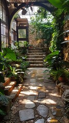 Sticker - Stone path in a lush garden